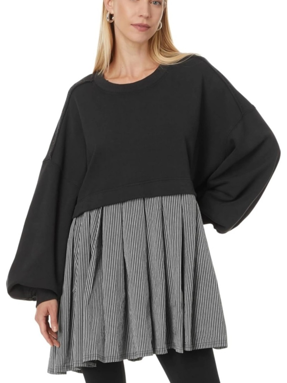 Free People Eleanor Mixed-Media Sweatshirt